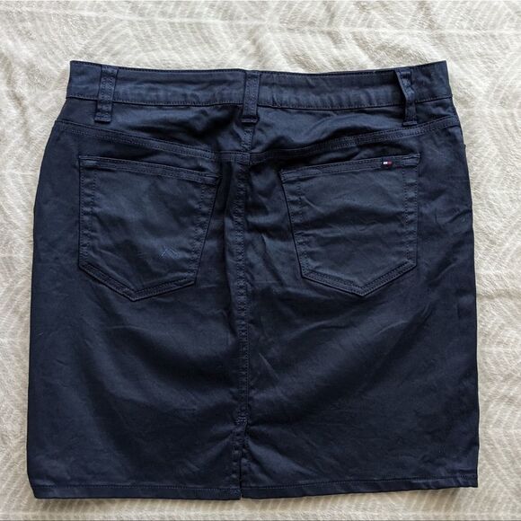 TOMMY Hilfiger Navy Waxed Cotton Mini Skirt Size 6 @c1 - Picture 14 of 15